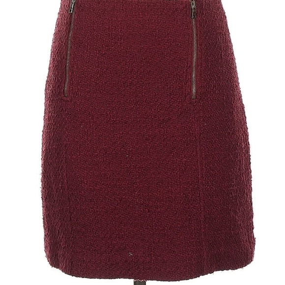 Ann Taylor LOFT Burgundy Skirt with Zippers - Picture 2 of 5